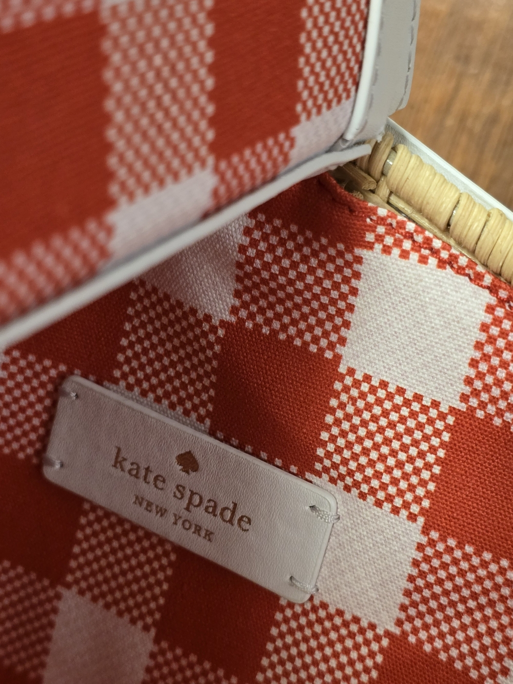 kate spade Wicker Tote with White Trim and Red Strawberry Charm - Picture 6 of 7